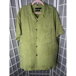 Grant Thomas Shirt Mens Large Pure Silk Ivory Short Sleeve Button Up